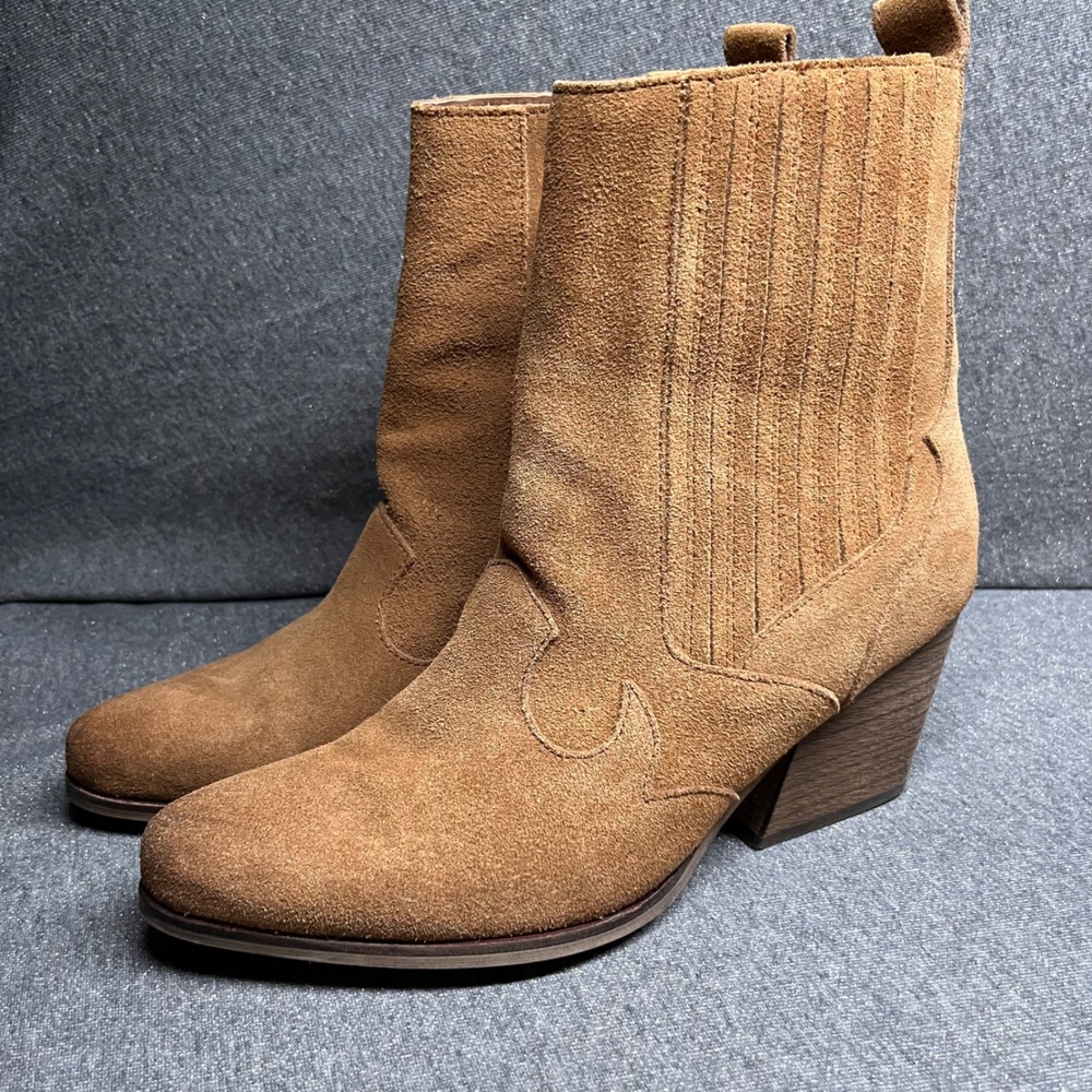 Lucky Brand Armadylo Western Suede Ankle Boots 9 Tan Women‎